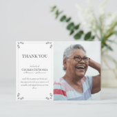 エレガントカスタム写真悔やみや弔慰葬儀ホワイト サンキューカード (スタンド正面)