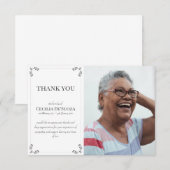 エレガントカスタム写真悔やみや弔慰葬儀ホワイト サンキューカード (正面/裏面)
