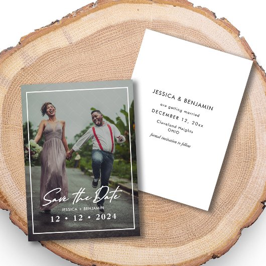 エレガントカスタム写真結婚式Save the Date Card セーブザデート