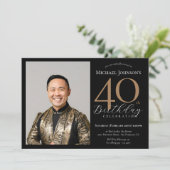 エレガントカスタム写真黒金ゴールド40歳 招待状 (スタンド正面)