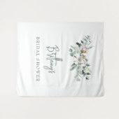 エレガントカスタム冬グリーンブライダルシャワー背景 タペストリー (正面(横))