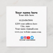 エレガントカスタム名刺 |ミニマルプロフェッショナル スクエア名刺 (裏面)