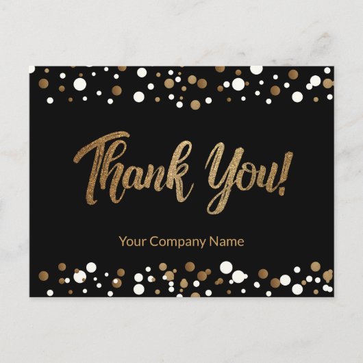エレガントカスタム名黒金ゴールドありがとう ポストカード (正面)