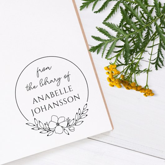 エレガントカスタム図書開花リース ラバースタンプ