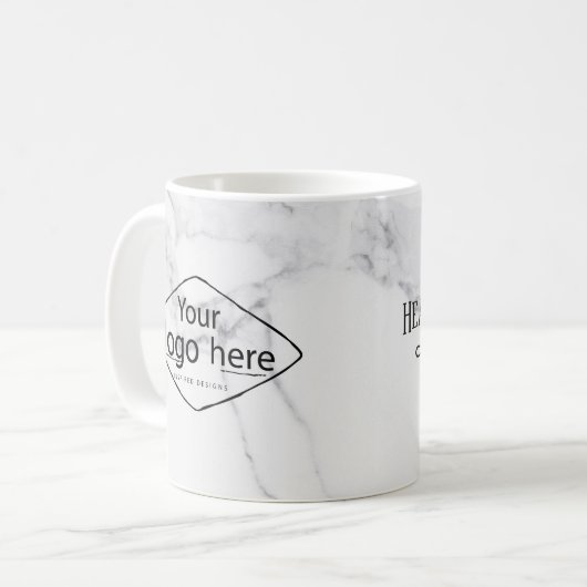 エレガントカスタム大理石マグ – ロゴ編集可能 コーヒーマグカップ (正面左)