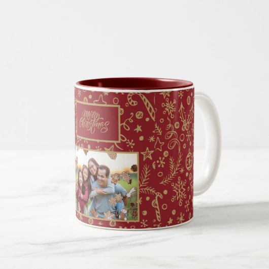 エレガントカスタム家族の写真クリスマスマグ ツートーンマグカップ (正面右)