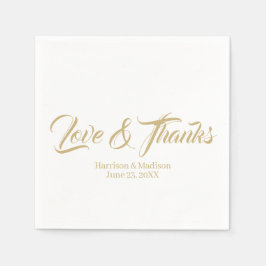 エレガントカスタム感謝してい金ゴールドスクリプト結婚Love & s スタンダードカクテルナプキン