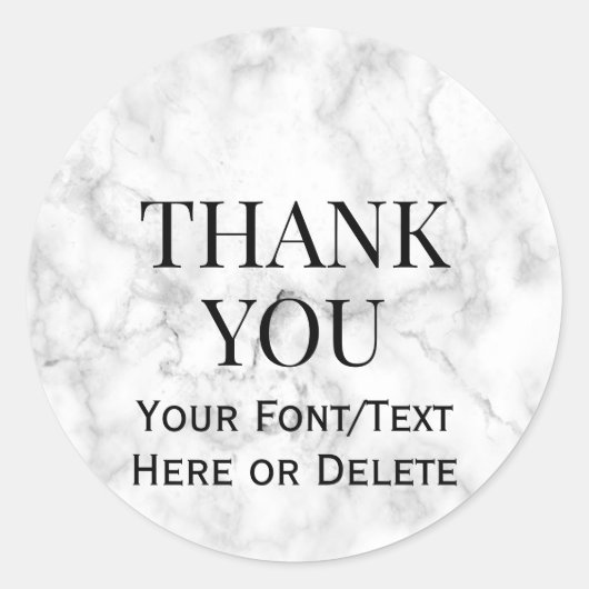 エレガントカスタム文字/フォントホワイトマーブルサンキューユー ラウンドシール (正面)