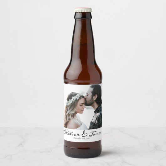 エレガントカスタム書道写真結婚の ビールラベル (正面)