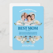 エレガントカスタム母の日の写真ホワイトローゼカード 招待状 (正面/裏面)