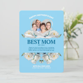 エレガントカスタム母の日の写真ホワイトローゼカード 招待状