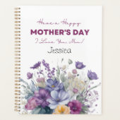 エレガントカスタム水の色ワイルドフラワー プランナー手帳 (正面)