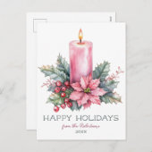 エレガントカスタム水カラークリスマスキャンドル シーズンポストカード (正面/裏面)