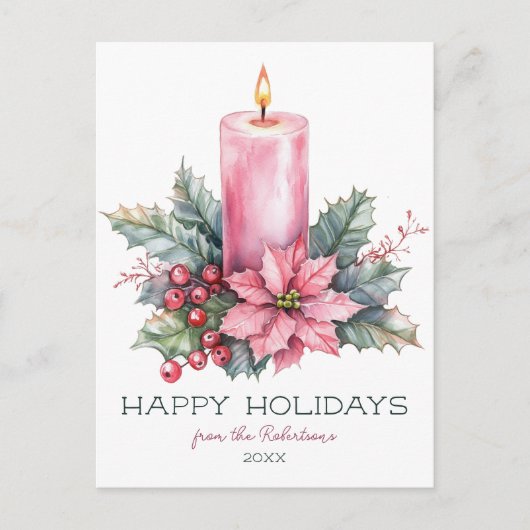 エレガントカスタム水カラークリスマスキャンドル シーズンポストカード (正面)