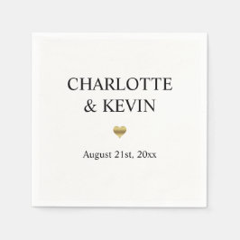 エレガントカスタム白金ゴールド色ハート結婚の スタンダードカクテルナプキン