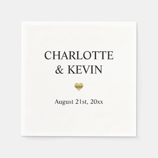 エレガントカスタム白金ゴールド色ハート結婚の スタンダードカクテルナプキン (正面)