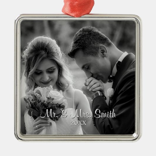 エレガントカスタム結婚式の写真ギフト金属オーナメント メタルオーナメント (正面)