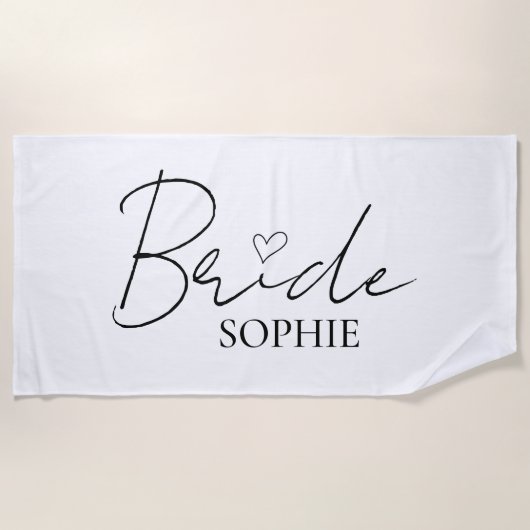 エレガントカスタム花嫁の名前 | カスタマイズ ビーチタオル (正面)