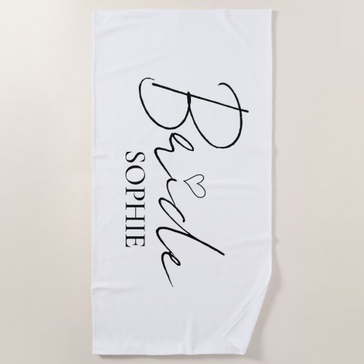 エレガントカスタム花嫁の名前 | カスタマイズ ビーチタオル (正面)