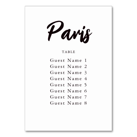 エレガントカスタム表名の座席指定 テーブルナンバー (裏面)