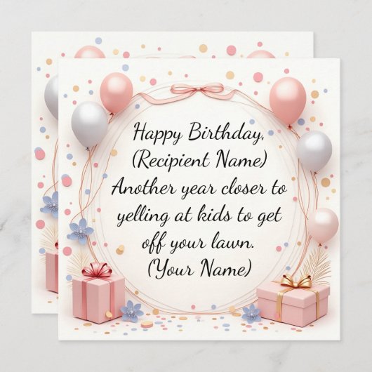 エレガントカスタム誕生日カード – 名パーソナライズされた前 シーズンカード (正面/裏面)