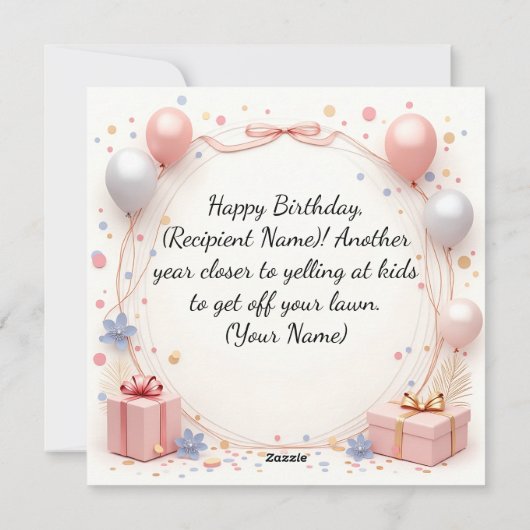 エレガントカスタム誕生日カード – 名パーソナライズされた前 シーズンカード (裏面)