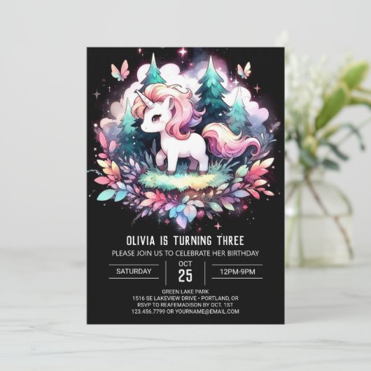 エレガントカスタム誕生日 招待状 (スタンド正面)