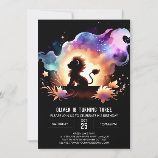 エレガントカスタム誕生日 招待状 (正面)