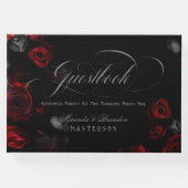 エレガントカスタム赤と黒のフローラ結婚 ゲストブック (正面)