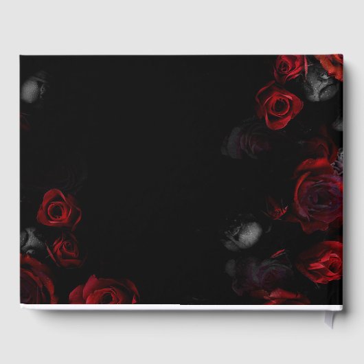 エレガントカスタム赤と黒のフローラ結婚 ゲストブック (裏面)