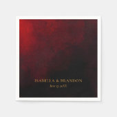 エレガントカスタム金ゴールドレッド結婚ブラック スタンダードカクテルナプキン (正面)