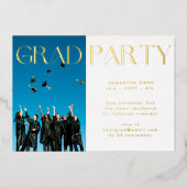 エレガントカスタム金ゴールド卒業写真パーティー 箔招待状 (正面)