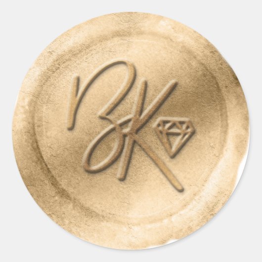 エレガントカスタム金ゴールド製フェイクワックスシール ラウンドシール (正面)