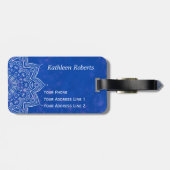 エレガントカスタム青と白のマンダラの荷物タグ ラゲッジタグ (裏面横)