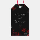 エレガントカスタム黒と赤のフローラ結婚 ギフトタグ (正面)