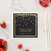 エレガントカスタム黒金ゴールド結婚紙吹雪 スタンダードカクテルナプキン (インサイチュ)