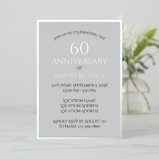 エレガントカスタム60周年結婚パーティー 箔招待状 (立ち正面)