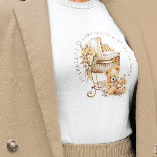 エレガントカスタムBeige & 金ゴールドベビーシャワー Tシャツ
