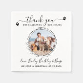 エレガントカスタムDog Photo Thank You Pet 結婚's スタンダードカクテルナプキン (正面)