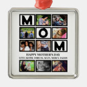 エレガントカスタムHappy Mothers Day 9 Photo Collage メタルオーナメント (正面)