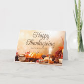 エレガントカスタムHappy Thanksgivingディナーテーブル シーズンカード (正面)