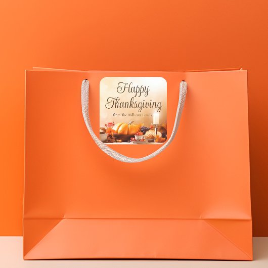 エレガントカスタムHappy Thanksgivingディナーパーティー スクエアシール