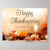 エレガントカスタムHappy Thanksgivingディナーパーティー ポスター (正面)