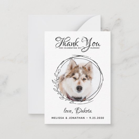 エレガントカスタムPet Photo Dog 結婚's Thank You ノートカード (正面)