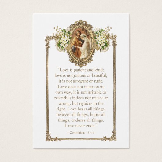 エレガントカソリッ結婚クのフローラ祈りの言葉カード (正面)