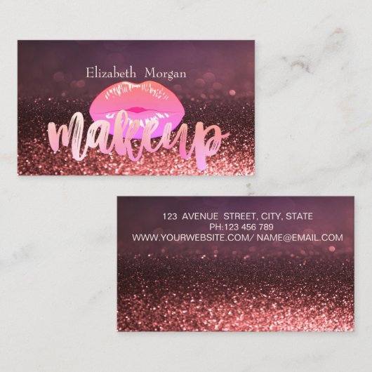 エレガントカッコいいトレンディーグリッター《写真》ぼけ味唇 名刺 (正面/裏面)