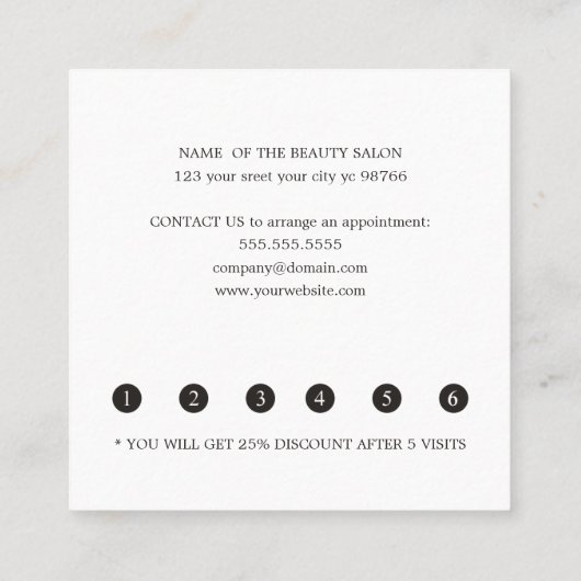 エレガントカッコいい赤いハート美しいサロン ロイヤリティカード (裏面)