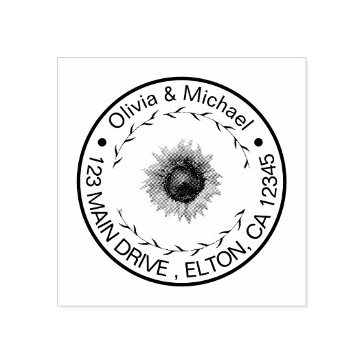 エレガントカップルスク結婚リプトのアドレスひまわり ラバースタンプ (インプリント)