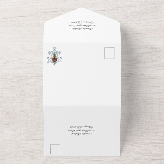 エレガントカトリックハート結婚式招待状 オールインワン招待状 (外側)