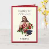 エレガントカトリック卒業聖ハートバラ車 カード (黄色い花)